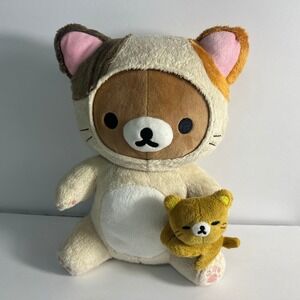 Rilakkuma Bear Plush Cat Costume with Mini Plush Friend San-X Japan